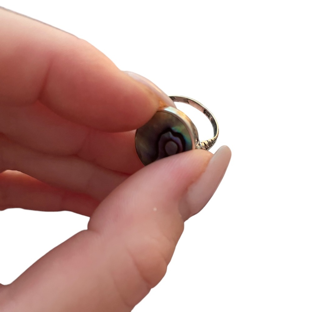 Nwt Abalone Solid Sterling Silver Ring Size 7 - image 2